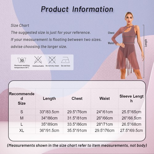 Women's Sheer One Should Ballet Dance Dress Lyrical Leotard Asymmetrical Costume - Picture 61 of 115