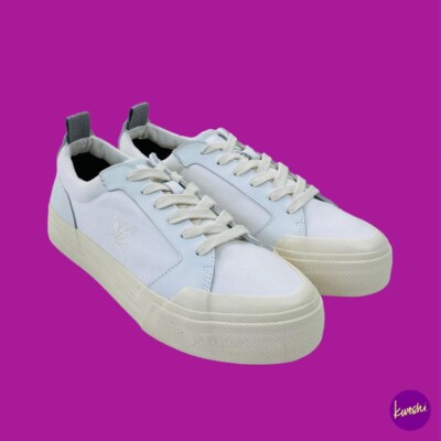 LYLE & SCOTT Herren Canvas Low Top Sneaker, Lederbesatz, Creme, UK 7 | EU 41