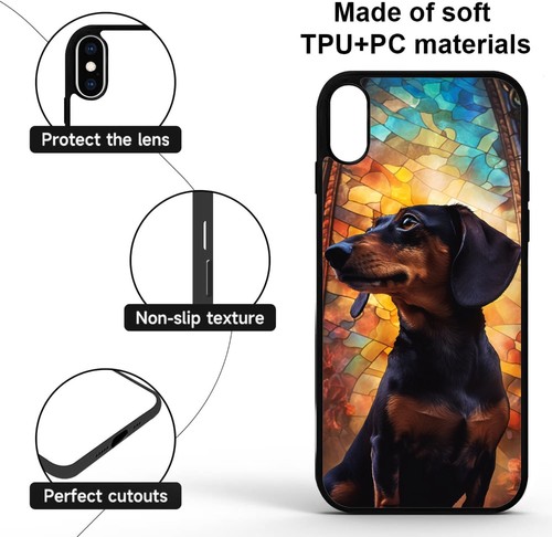 For Google Motorola Moto Apple iPhone Hard Black Case Dachshund fantasy - Picture 18 of 25