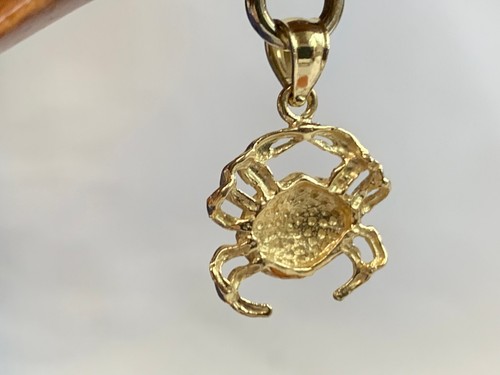 14K Yellow Gold Crab Charm 2g Fine Jewelry Ocean Life Crustacean Pendant - Picture 5 of 24
