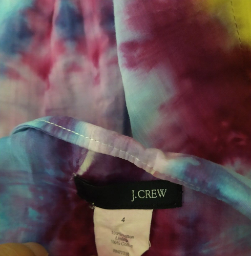 J Crew Falda Mujer 4 Multicolor Tie Dye Midi Retro Gitana Rock Surf Línea A - Imagen 7 de 7