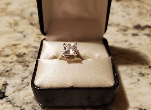 Real 925 Sterling Silver CZ Engagement Diamond Ring - Picture 5 of 12