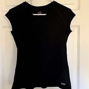 Champion-DuoDry-Black-Workout-yoga-Running-Mesh-Back-Athletic-Shirt-Top-size-XS