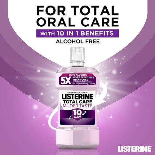 Listerine Mouthwash, Total Care Stay White, Gum Treatment Antibacterial 500ml 1L - Picture 49 of 68