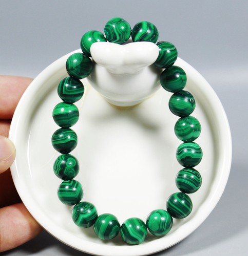 AAA Natural Chrysocolla Green Malachite Crystal Gem Polished Beads Bracelet 10mm - Picture 10 of 10