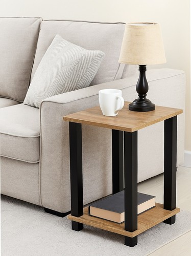 Square Small Side Table With 2-tier Coffee end Table Shelf Rack Living Room Tea - Picture 22 of 29