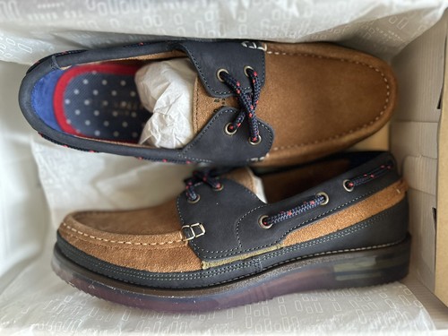 New Ted Baker London, Men's Brown And Navy leather Loafers, Lace-up, Size 8 - Picture 2 of 12