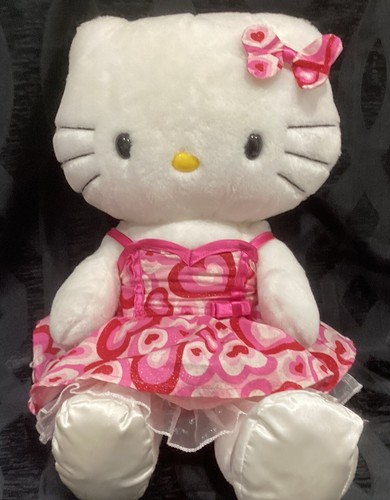 Hello Kitty Bab 2011 Plüsch 18 Zoll weiße Katze Valentinstag Kleid - Höschen - Satin Schuhe Schleife