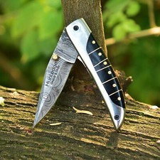 Custom Handmade Folding Knife-Damascus Steel 3.0" Blade, Custom Made Handle-500