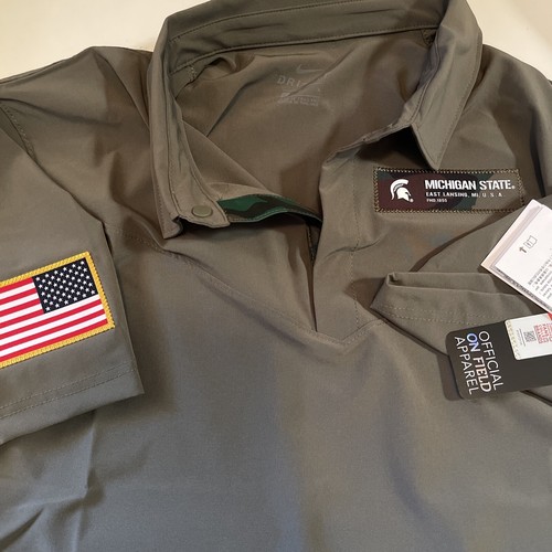 Nike Michigan State Spartans Military Collection UV Polo Size L NCAA NEW footbal - Foto 12 di 12