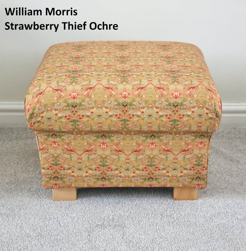 Storage Footstool Pouffe Footstall Accent Floral Peacocks Teal Ochre Blue Grey - Picture 293 of 317