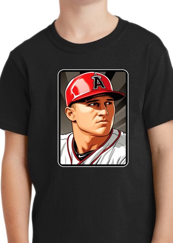 NEW Art Society YOUTH MIKE TROUT PORTRAIT BLACK Tee Shirt XSMALL-XLARGE LIMITED - Picture 2 of 3