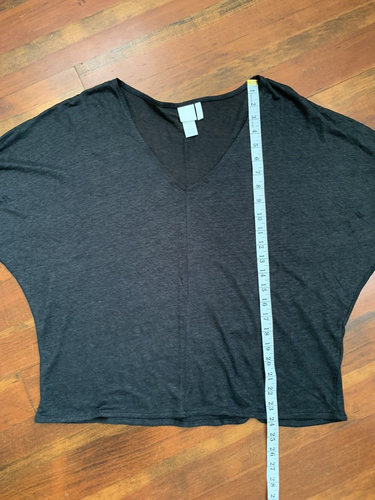 HM Oversized Black Linen Top M Ties Dolman Sleeves Natural Neutral Boho Vacation - Picture 8 of 10