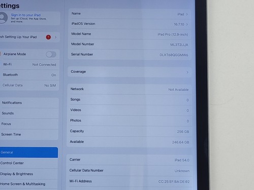 Apple iPad Pro 1st Gen. (A1652) 256GB, Wi-Fi + 4G (Unlocked) 12.9" - SMALL ISSUE - Picture 3 of 12