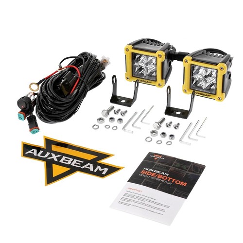 AUXBEAM 3'' 40W LED Cube Work Lights Pods Spot Beam Offroad Driving Fog & Cover - Picture 12 of 12