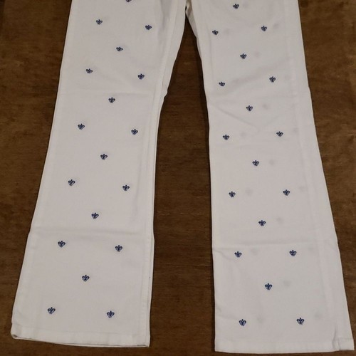 Ralph Lauren White Embroidered Cotton Pants Youth 16 - Picture 4 of 7