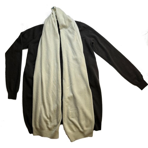 Frenckenberger Big Neck Cardigan schwarz oliv Kreide Kaschmir Coatigan Small $ 1300