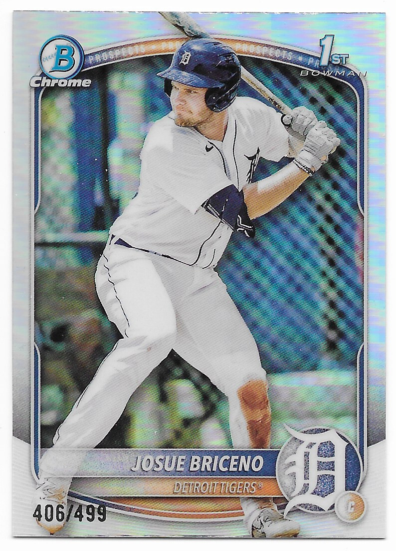2025 Bowman Chrome Prospect Refractor Josue Briceno #406/499 (BCP-13) Tigers
