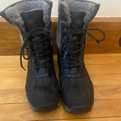 Men's UGG Black  Synthetic Waterproof Lace-Up Boots 1095141 Size 10.  Snow Boots - Picture 1 of 5