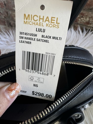 Michael Kors LULU=Sm Handle Satchel-Black Multi Animal Print - Picture 8 of 8