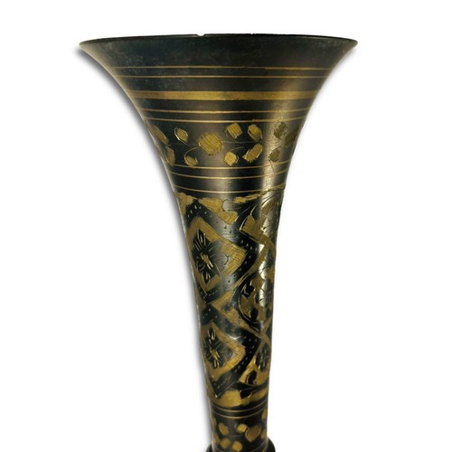 Vintage 20 Inch Ornate Indian Brass Vase. - Picture 2 of 11