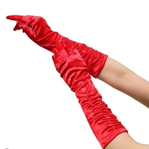 Women Long Finger Gloves Wrist Elegant Satin Dress Evening Party Wedding Bride - Picture 7 of 19