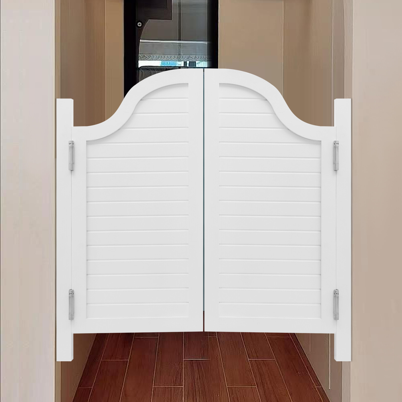 White Solid Wood Swing Door for Shop Entrance Durable Partition