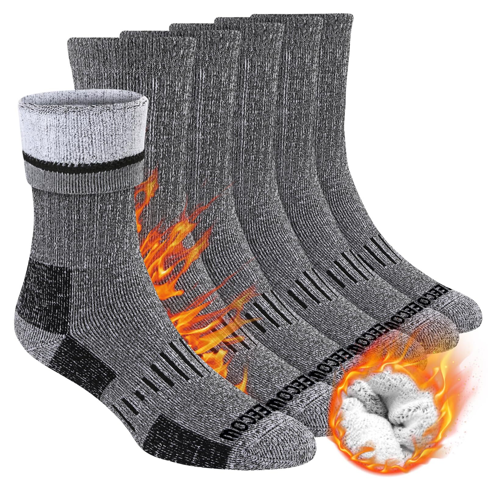 Merino Wool Thermal Crew Socks for Men & Women - Winter Warm Cushion Socks