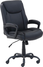 Classic Puresoft PU Padded Mid-Back Office Computer Desk Chair with Armrest, 26"