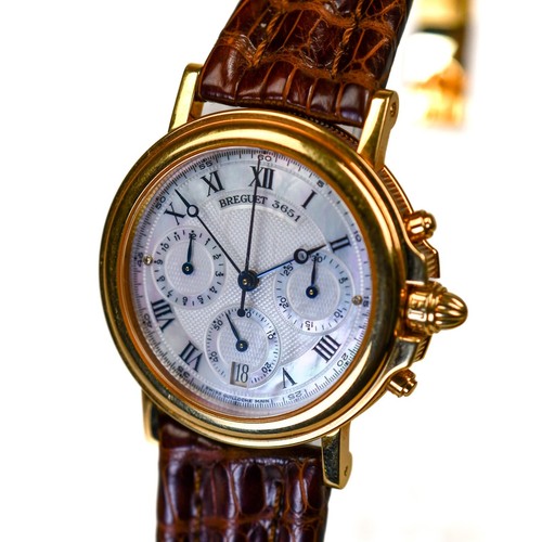 Breguet 1990er Marine Chronograph Ref. 3430 Perlmutt 36 mm 18 Karat Gelbgold - Bild 4 von 23