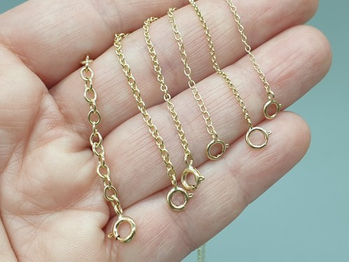 9ct Yellow Gold Two Clasp Safety Chain Extender 9K Connector Extension 0.5" - 4" - Picture 8 of 10