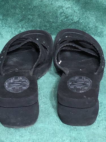 Skechers Beautiful People Black Rumblers Sandals Wedge Toe Loop 37341 Womens 8 - Picture 2 of 3