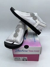 New SKECHERS SIZE 9 MEDITATION WHITE STARS  SPARKLE Women's SANDALS