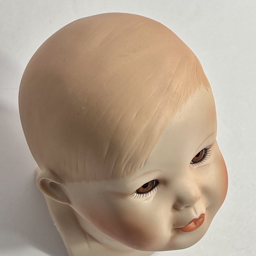 Vtg Bisque CHILD DOLL HEAD For 15” Dolls Brownish Eyes Sculpted Blonde Hair - Picture 6 of 8