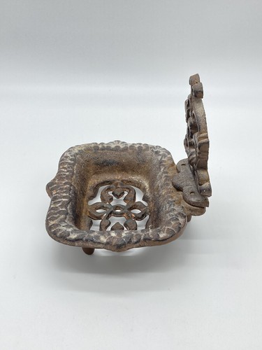 Rustic Cast Iron Bar Soap Holder Dish Farmhouse Business Card Holder - Picture 4 of 9