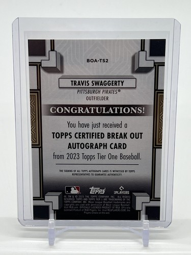 2023 Topps Tier One Baseball Travis Swaggerty Break Out Auto /299 Rookie Card RC - Bild 2 von 2