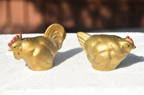 Mid Century, Gold Keramik Henne, Salz / Pfefferstreuer - Bild 3 von 6