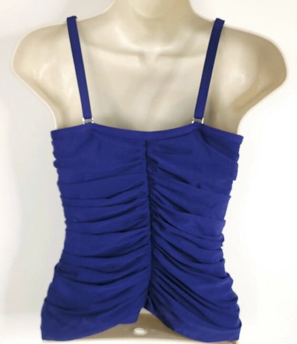 Be Creative Womens sz 10 Blue Tankini Swim Top Stretch Ruched Slimming - Picture 12 of 14