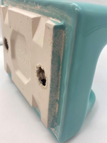 VTG Turquoise Aqua Blue Ceramic Tile-In Wall Mount Bathroom Soap Shower Grab Bar - Picture 14 of 16