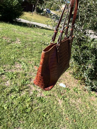 BRAHMIN Classic Pecan Brown Leather Shoulder Tote Bag - Picture 17 of 19