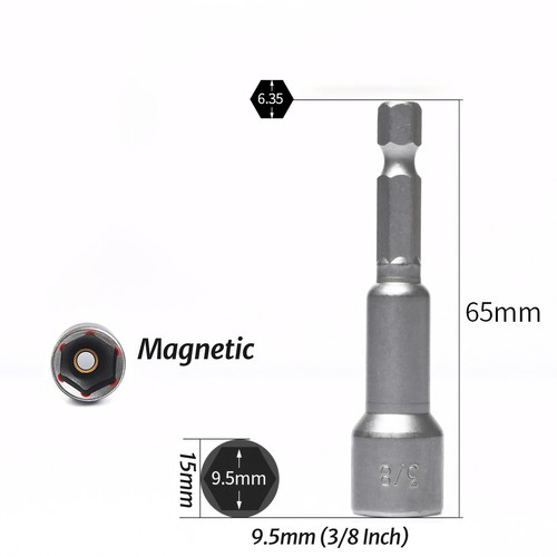 1/4" Hex Shank Magnetic Nut Driver 5-19mm Impact Power Drill Bit Socket Adaptors - Picture 16 of 31