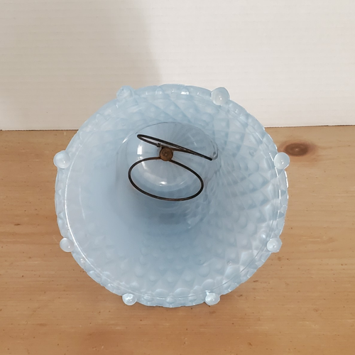 Vintage Urn Boudoir Lamp with Glass Quilted Victorian Shade Light Blue - Picture 7 of 9