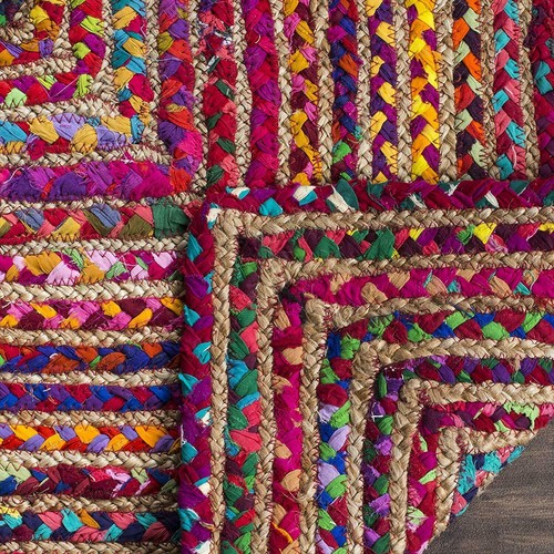 Runner Rug 100% Natural Jute Cotton Modern Living Area Rug Braided Style Carpet - 第 4/5 張圖片