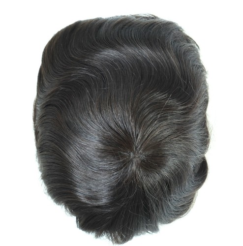 Mens Toupee Human Hair Replacement System Lace Front Silk Top Remy Hairpiece - Picture 43 of 68