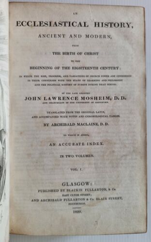 1829 / ECCLESIASTICAL HISTORY / 2 Vols in One / JOHN L. MOSHEIM / Half-Leather! - Picture 6 of 12