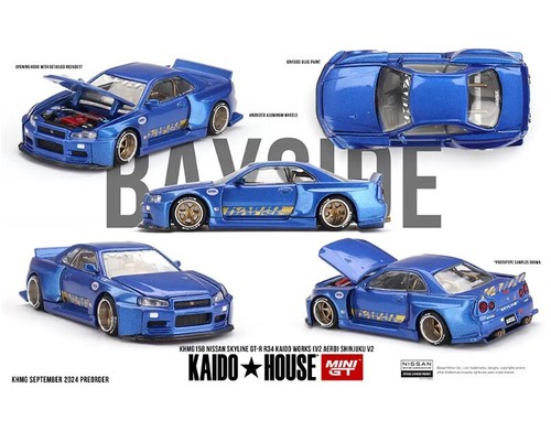 Kaido House x Mini GT Nissan GT-R R34 Kaido Works V2 Aero SHINJUKU V2 #158 1/64 - Picture 8 of 8