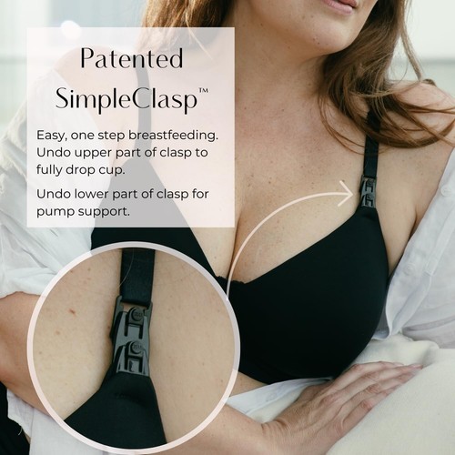 Simple Wishes Super Mom Women’s Nursing & Pumping T Shirt Bra Black Size 36DD - Picture 7 of 7