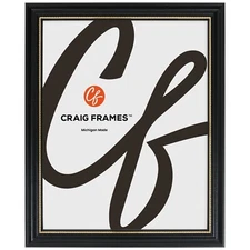 Craig Frames Stratton, 0.75 Inch Wide Black and Gold Picture Frame