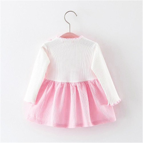 Infant Baby Girls Outfits Long Sleeve Patchwork Dress Romper Bow Skirts Clothes - Picture 2 of 9