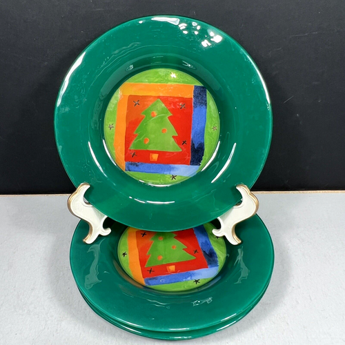 4 platos de ensalada de postre verde árbol de navidad dibbern 8 1/4 caja y barril Alemania - Imagen 2 de 5